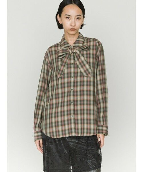 MIDIUMISOLID / ミディウミソリッド シャツ・ブラウス | MIDIUMISOLID for Ladies チェックレギュラーカラータイ付シャツ | 詳細6