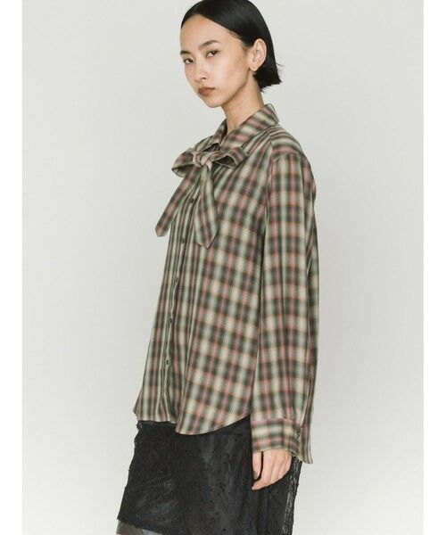 MIDIUMISOLID / ミディウミソリッド シャツ・ブラウス | MIDIUMISOLID for Ladies チェックレギュラーカラータイ付シャツ | 詳細7