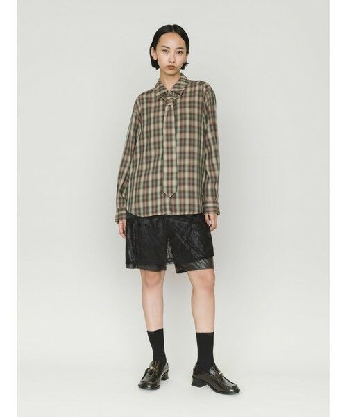 MIDIUMISOLID / ミディウミソリッド シャツ・ブラウス | MIDIUMISOLID for Ladies チェックレギュラーカラータイ付シャツ | 詳細8