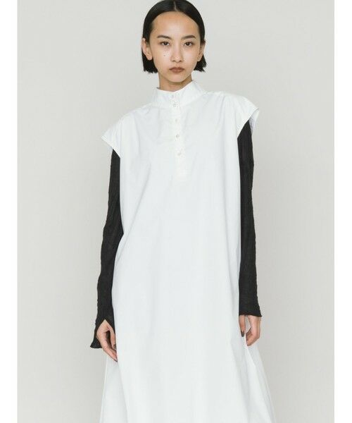 MIDIUMISOLID / ミディウミソリッド ロング・マキシ丈ワンピース | MIDIUMISOLID for Ladies ノースリーブバルーンシャツワンピース | 詳細8