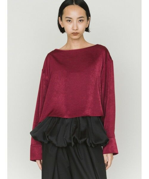 MIDIUMISOLID/ミディウミソリッド MIDIUMISOLID for Ladies サテンプルオーバー レッド(color42) FREE MIDIUMISOLID/ミディウミソリッド MIDIUMISOLID for Ladies サテンプルオーバー レッド(color42) FREE