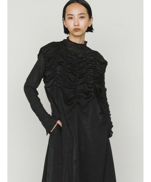 MIDIUMISOLID / ミディウミソリッド ロング・マキシ丈ワンピース | MIDIUMISOLID for Ladies ランダムシャーリングワンピース | 詳細8