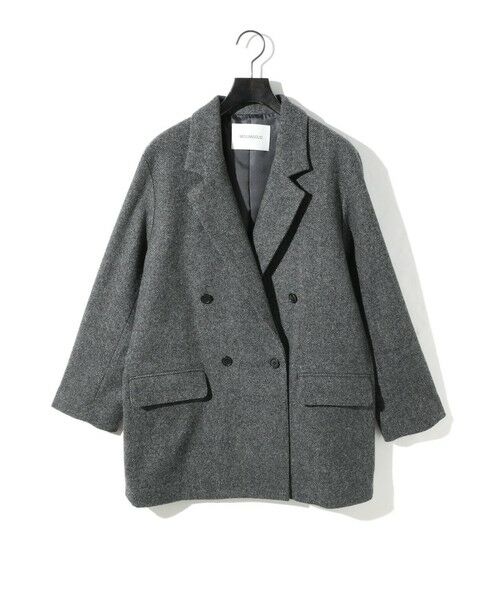 MIDIUMISOLID/ミディウミソリッド MIDIUMISOLID for Ladies ダブルブレストツイードジャケット グレー(color91) FREE MIDIUMISOLID/ミディウミソリッド MIDIUMISOLID for Ladies ダブルブレストツイードジャケット グレー(color91) FREE