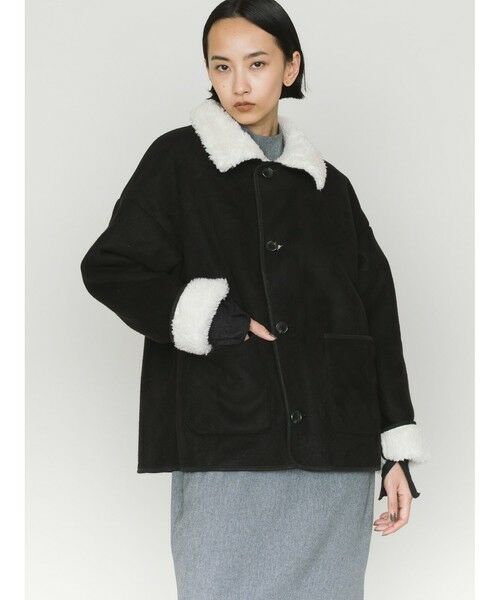 MIDIUMISOLID / ミディウミソリッド テーラードジャケット | MIDIUMISOLID ムートンジャケット(ブラック(color99))