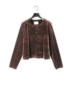 MIDIUMISOLID / ミディウミソリッド カーディガン・ボレロ | MIDIUMISOLID for Ladies クルーネックベロアカーディガン