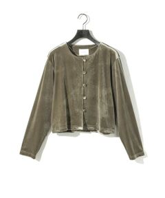 MIDIUMISOLID / ミディウミソリッド カーディガン・ボレロ | MIDIUMISOLID for Ladies クルーネックベロアカーディガン