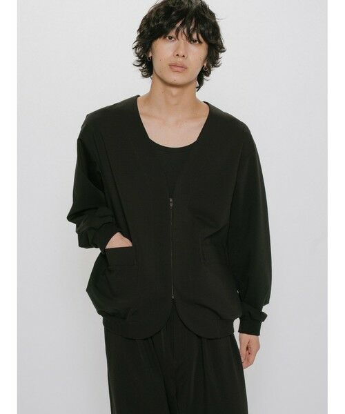 MIDIUMISOLID / ミディウミソリッド カーディガン・ボレロ | MIDIUMISOLID Men’s コンプレッションZIPカーディガン（ブラック(color99)）