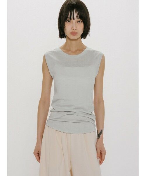 MIDIUMISOLID / ミディウミソリッド カットソー | MIDIUMISOLID for Ladies リブタンクトップ（ライトグレー(color90)）