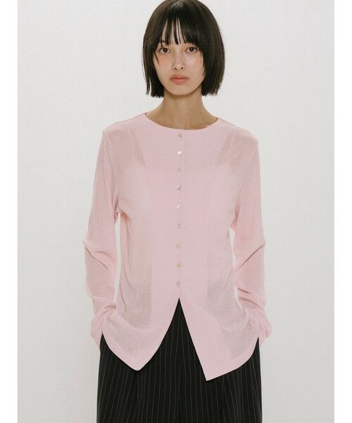 MIDIUMISOLID / ミディウミソリッド カーディガン・ボレロ | MIDIUMISOLID for Ladies クルーネックロングカーディガン（ピンク(color41)）