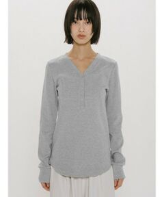 MIDIUMISOLID / ミディウミソリッド カットソー | MIDIUMISOLID for Ladies リブヘンリーネックプルオーバー