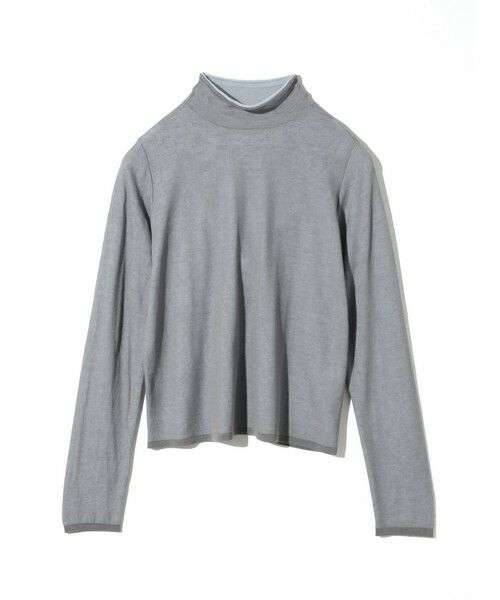 MIDIUMISOLID / ミディウミソリッド カットソー | MIDIUMISOLID for Ladies シアーレイヤードタートルネックプルオーバー（グレー×サックス(color90)）