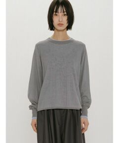 MIDIUMISOLID for Ladies シアーレイヤードクルーネックプルオーバー