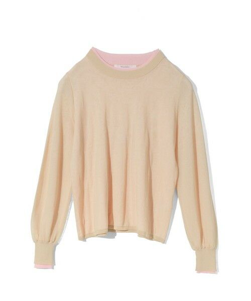 MIDIUMISOLID / ミディウミソリッド カットソー | MIDIUMISOLID for Ladies シアーレイヤードクルーネックプルオーバー（ベージュ×ピンク(color20)）