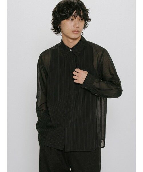 MIDIUMISOLID / ミディウミソリッド シャツ・ブラウス | MIDIUMISOLID Men’s シアーストライプシャツ | 詳細4
