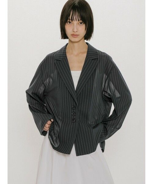 MIDIUMISOLID / ミディウミソリッド テーラードジャケット | MIDIUMISOLID for Ladies シアーテーラードシャツジャケット | 詳細3