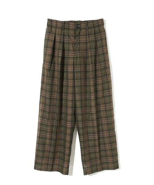 MIDIUMISOLID / ミディウミソリッド その他パンツ | MIDIUMISOLID Men’s シアーチェックテーパードパンツ（カーキ(color24)）