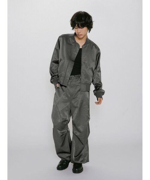 MIDIUMISOLID / ミディウミソリッド その他パンツ | MIDIUMISOLID Men’s ブリーチサテンパラシュートパンツ(ブラック(color99))