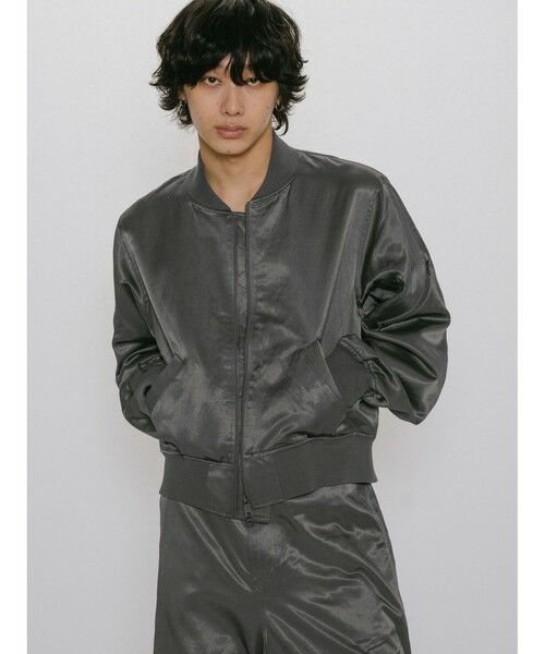 MIDIUMISOLID / ミディウミソリッド テーラードジャケット | MIDIUMISOLID Men’s ブリーチサテンMA-1 | 詳細12