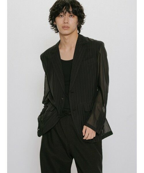 MIDIUMISOLID / ミディウミソリッド テーラードジャケット | MIDIUMISOLID Men’s シアーストライプジャケット | 詳細4