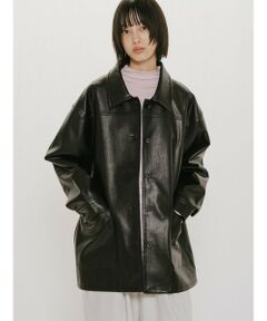 MIDIUMISOLID / ミディウミソリッド テーラードジャケット | MIDIUMISOLID for Ladies シンセティックレザーオーバーサイズブルゾン