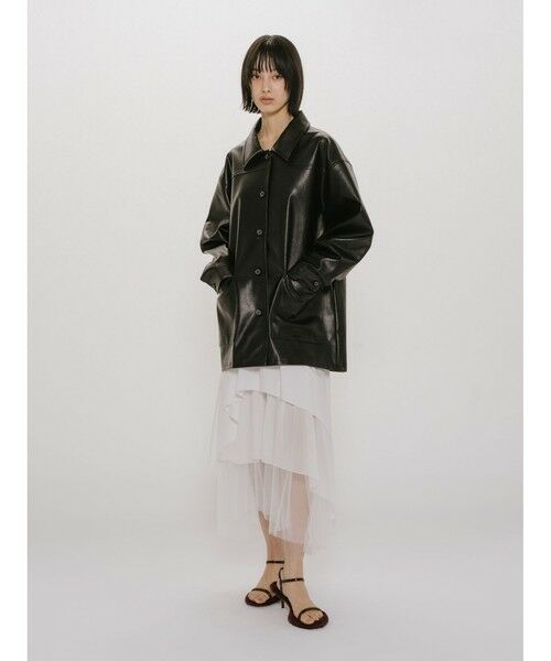 MIDIUMISOLID / ミディウミソリッド テーラードジャケット | MIDIUMISOLID for Ladies シンセティックレザーオーバーサイズブルゾン | 詳細18