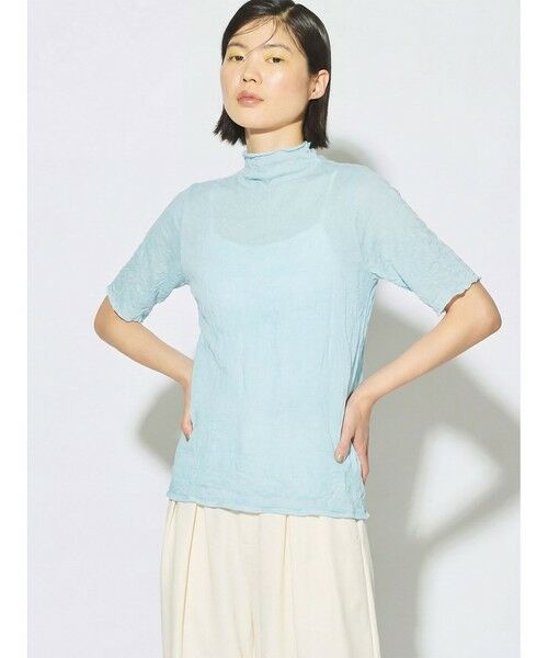 MIDIUMISOLID / ミディウミソリッド カットソー | MIDIUMISOLID for Ladies シースルーハイネックスリーブインナー（サックス(color30)）