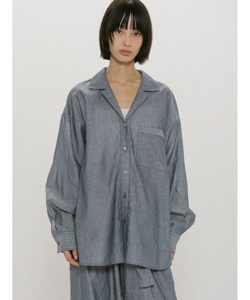 MIDIUMISOLID / ミディウミソリッド シャツ・ブラウス | MIDIUMISOLID for Ladies シアーデニムオープンカラーシャツ（ネイビー(color77)）