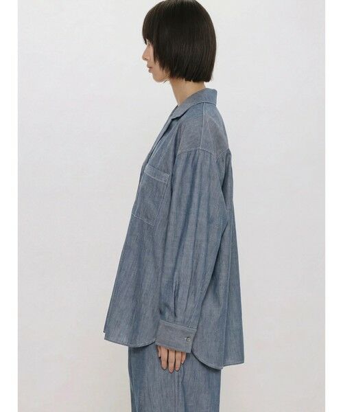 MIDIUMISOLID / ミディウミソリッド シャツ・ブラウス | MIDIUMISOLID for Ladies シアーデニムオープンカラーシャツ(BLEACH) | 詳細3