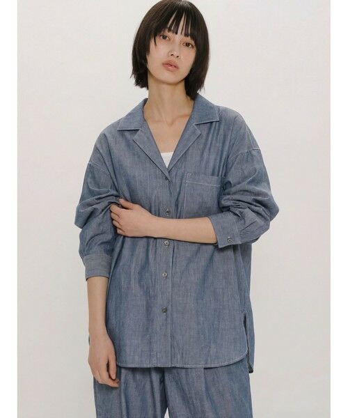 MIDIUMISOLID / ミディウミソリッド シャツ・ブラウス | MIDIUMISOLID for Ladies シアーデニムオープンカラーシャツ(BLEACH) | 詳細5