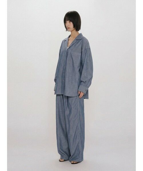 MIDIUMISOLID / ミディウミソリッド シャツ・ブラウス | MIDIUMISOLID for Ladies シアーデニムオープンカラーシャツ(BLEACH) | 詳細7