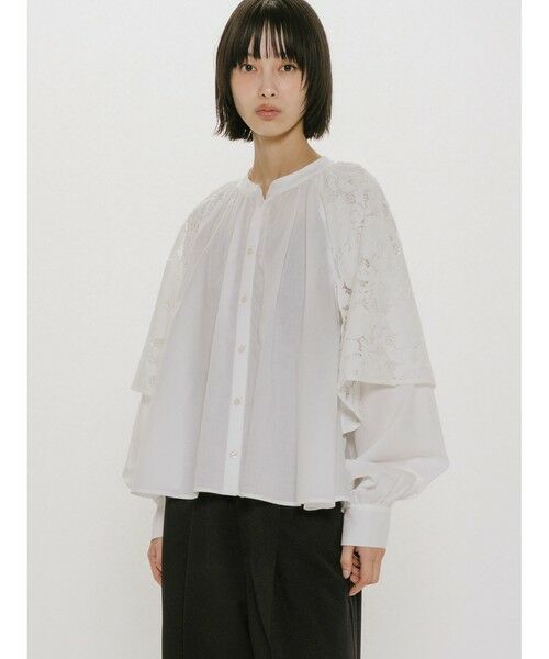MIDIUMISOLID / ミディウミソリッド シャツ・ブラウス | MIDIUMISOLID for Ladies レースフレアブラウス（オフホワイト(color11)）