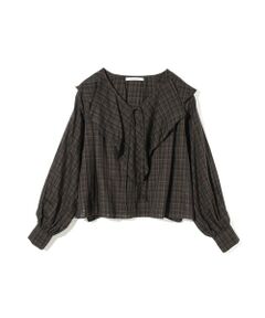 MIDIUMISOLID / ミディウミソリッド シャツ・ブラウス | MIDIUMISOLID for Ladies チェックビッグフリルカラーブラウス