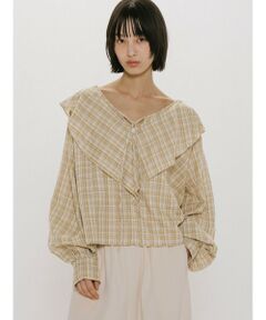 MIDIUMISOLID / ミディウミソリッド シャツ・ブラウス | MIDIUMISOLID for Ladies チェックビッグフリルカラーブラウス