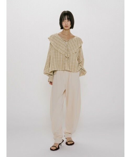 MIDIUMISOLID / ミディウミソリッド シャツ・ブラウス | MIDIUMISOLID for Ladies チェックビッグフリルカラーブラウス | 詳細14