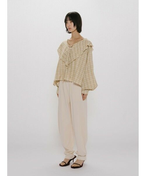 MIDIUMISOLID / ミディウミソリッド シャツ・ブラウス | MIDIUMISOLID for Ladies チェックビッグフリルカラーブラウス | 詳細15