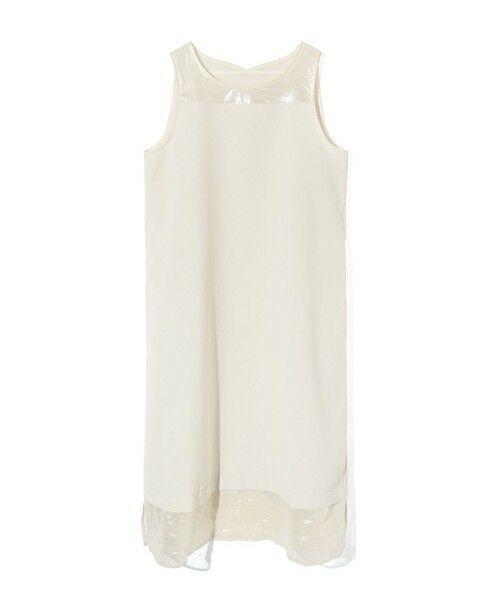 MIDIUMISOLID / ミディウミソリッド ロング・マキシ丈ワンピース | MIDIUMISOLID for Ladies 箔プリントオーガンジーノースリーブワンピース（アイボリー(color12)）