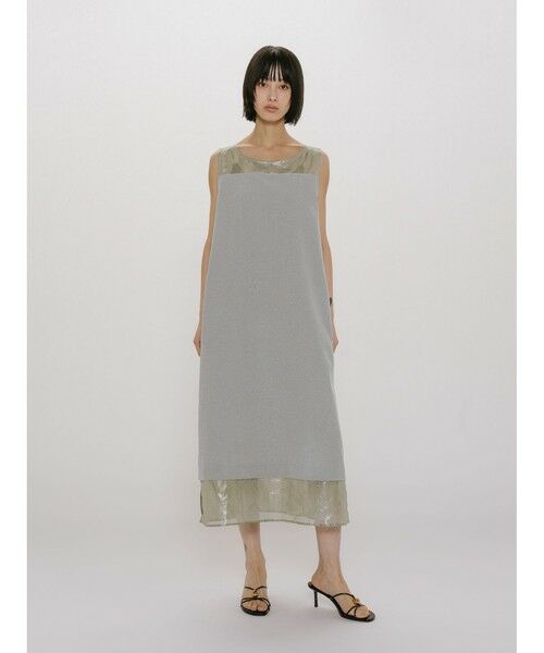 MIDIUMISOLID / ミディウミソリッド ロング・マキシ丈ワンピース | MIDIUMISOLID for Ladies 箔プリントオーガンジーノースリーブワンピース | 詳細4