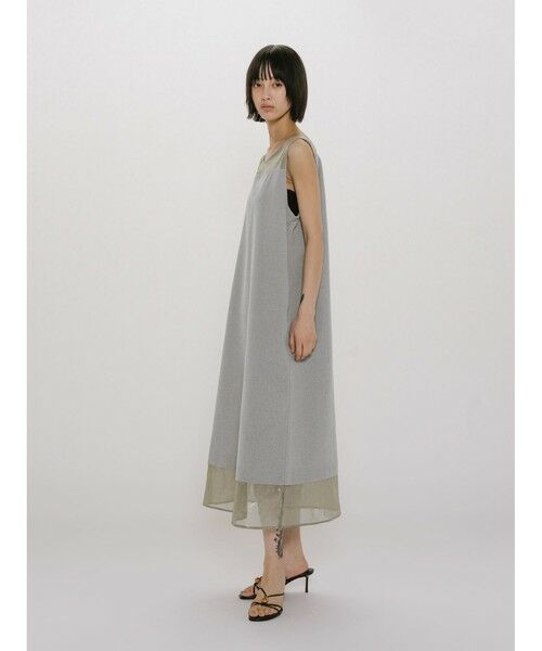 MIDIUMISOLID / ミディウミソリッド ロング・マキシ丈ワンピース | MIDIUMISOLID for Ladies 箔プリントオーガンジーノースリーブワンピース | 詳細6