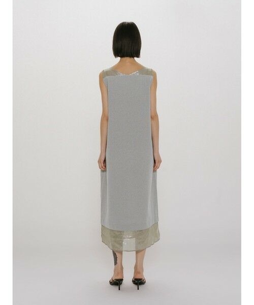 MIDIUMISOLID / ミディウミソリッド ロング・マキシ丈ワンピース | MIDIUMISOLID for Ladies 箔プリントオーガンジーノースリーブワンピース | 詳細7