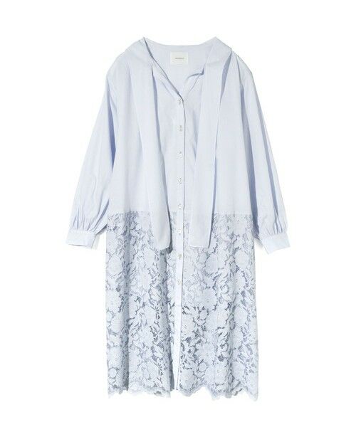 MIDIUMISOLID / ミディウミソリッド ロング・マキシ丈ワンピース | MIDIUMISOLID for Ladies レースコンビシャツワンピース | 詳細1