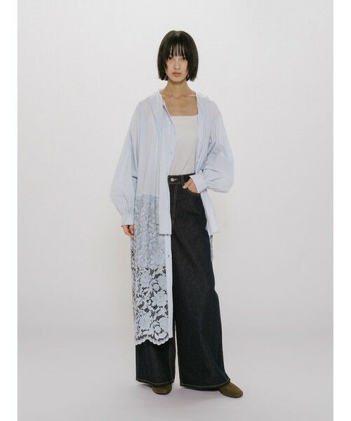 MIDIUMISOLID / ミディウミソリッド ロング・マキシ丈ワンピース | MIDIUMISOLID for Ladies レースコンビシャツワンピース | 詳細9