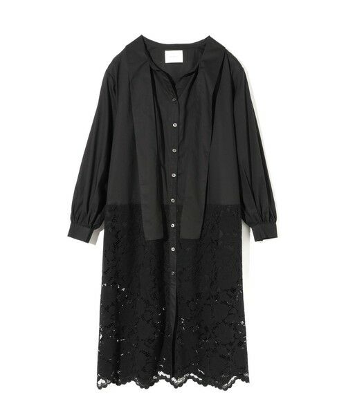 MIDIUMISOLID / ミディウミソリッド ロング・マキシ丈ワンピース | MIDIUMISOLID for Ladies レースコンビシャツワンピース（ブラック(color99)）