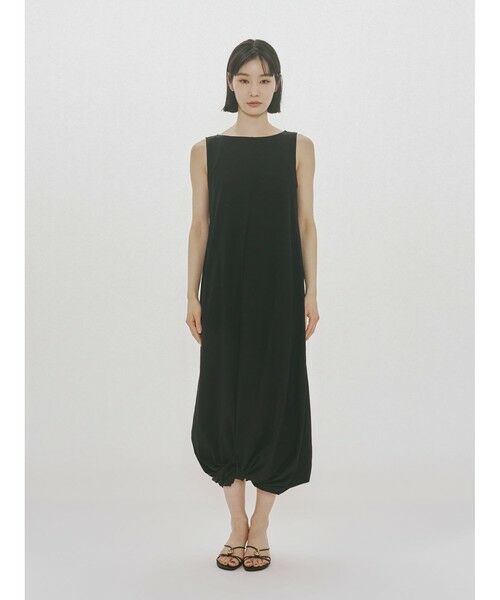 MIDIUMISOLID / ミディウミソリッド ロング・マキシ丈ワンピース | MIDIUMISOLID for Ladies ジャージツイストヘムワンピース（ブラック(color99)）