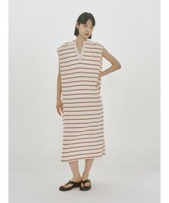 MIDIUMISOLID / ミディウミソリッド ロング・マキシ丈ワンピース | MIDIUMISOLID for Ladies マルチボーダーノースリーブワンピース