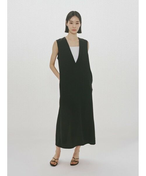 MIDIUMISOLID / ミディウミソリッド ロング・マキシ丈ワンピース | MIDIUMISOLID for Ladies 2WAYスキッパーワンピース（ブラック(color99)）