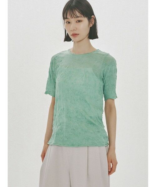 MIDIUMISOLID / ミディウミソリッド カットソー | MIDIUMISOLID for Ladies シースルークルーネックハーフスリーブインナー | 詳細3