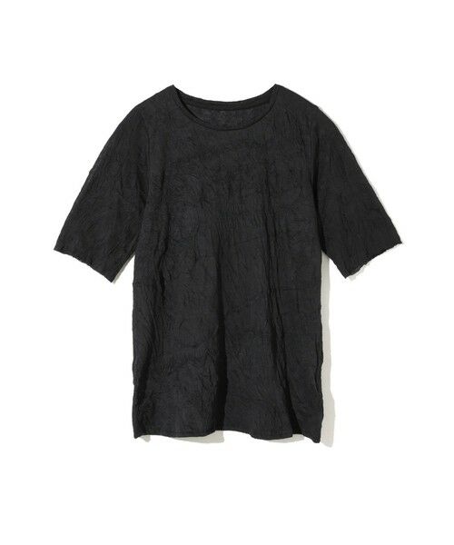 MIDIUMISOLID / ミディウミソリッド カットソー | MIDIUMISOLID for Ladies シースルークルーネックハーフスリーブインナー（ブラック(color99)）