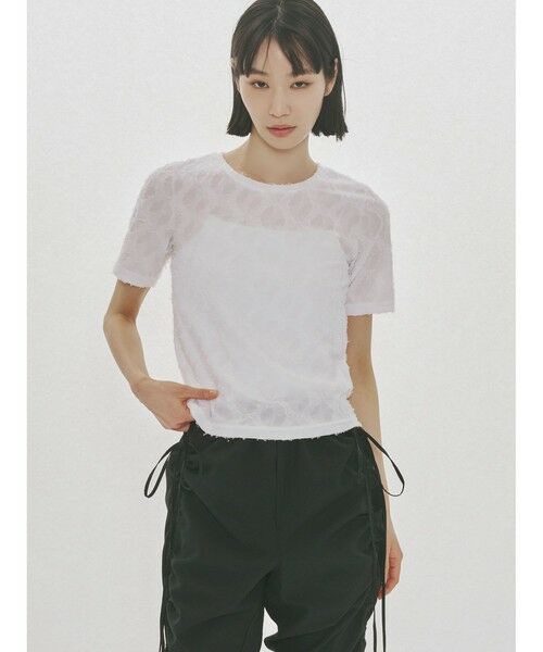 MIDIUMISOLID / ミディウミソリッド カットソー | MIDIUMISOLID for Ladies ジャカードクルーネックシアーインナー（オフホワイト(color11)）