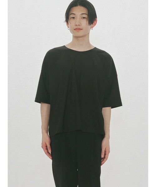 MIDIUMISOLID / ミディウミソリッド カットソー | MIDIUMISOLID エッセンシャルワイドTシャツ（ブラック(color99)）