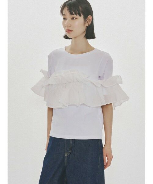 MIDIUMISOLID / ミディウミソリッド カットソー | MIDIUMISOLID for Ladies シフトフリルTシャツ | 詳細3